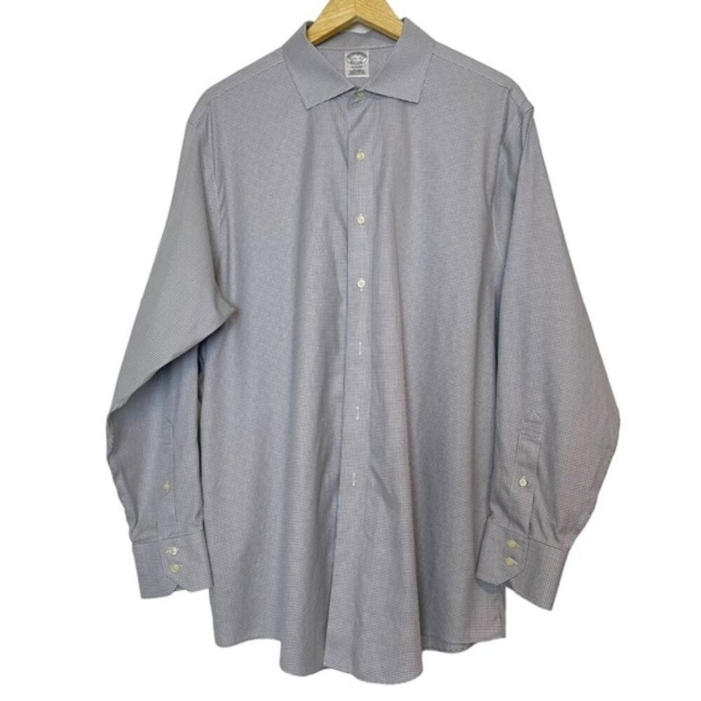 Brooks Brothers Button Up Shirt Mens 17 5 35 Regent Plaid Non Iron Supima Cotton
